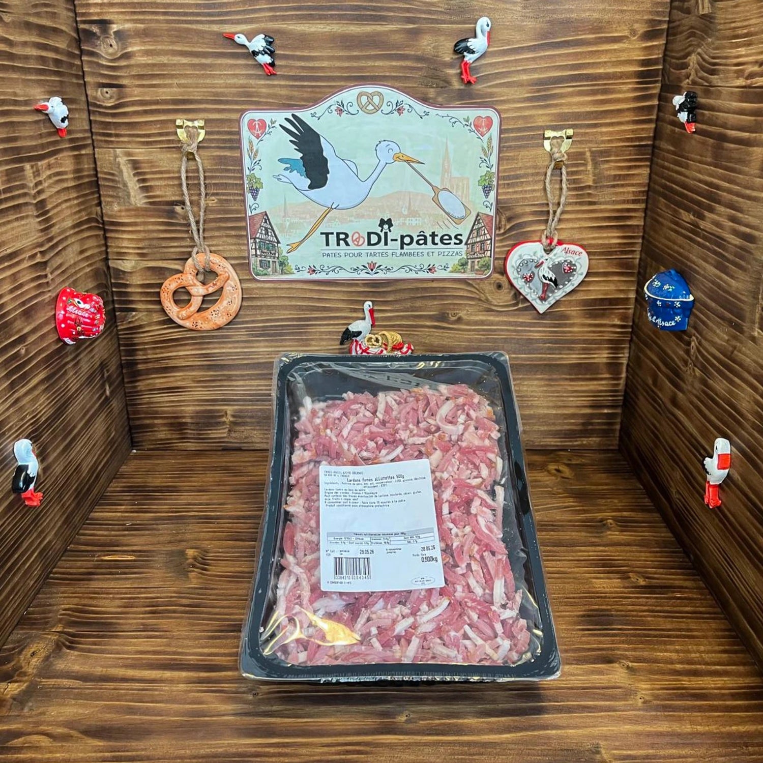 Lardons fumés allumettes 500 g pour garnir les tartes flambées alsaciennes